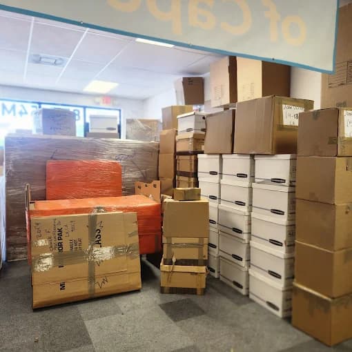 Office furniture being moved during a commercial relocation